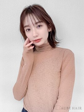 オーブ ヘアー トル 川越店(AUBE HAIR toll) 20代・30代_シースルーバング切りっぱなしボブ