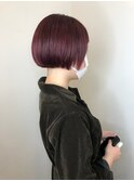 ダブルカラーラベンダーアッシュカラーケアブリーチショートボブ