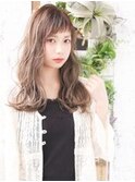 シルキーベージュ/斜めバング/グレージュカラー/デザインカラー