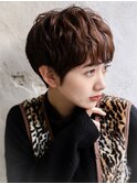 大人可愛い20代30代40代黒髪前下がりひし形小顔ボブ丸みショート