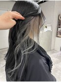 インナーカラー/シルバー/黒髪インナー/デザインカラー