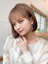 ☆小顔ワンカールレイヤーカットデジタルパーマチェリーブラウン