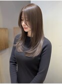 レイヤーカット 顔周りカット ベージュブラウン 透明感カラー