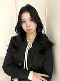 ブルーブラック　韓国ヘア　顔周り