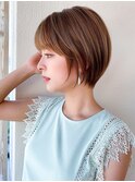 シースルーぱっつん前髪ショートボブ30代40代ひし形シルエット