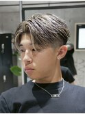 MEN'S/ハイライト×センターパート/短髪/メンズショート