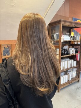 チャプター 問屋町(chapter) ダブルケアカラーミルクティーブラウン顔まわりレイヤーカット