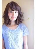 厚めバングxツヤ感大人カール