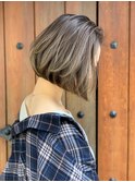 切りっぱなしグラデーションボブハイライトバレイヤージュ
