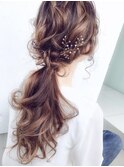 ナチュラルローポニーヘアアレンジ★結婚式 二次会 お呼ばれヘア