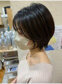 フェザーバング/カーキグレージュ/マッシュショートボブ[千葉駅]