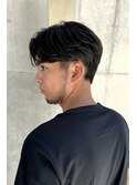 センターパート毛流れパーマ韓国カルマパーマツーブロックメンズ