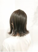 外ハネフェザーショートくすみベージュダークマロンベージュ