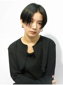 ニュアンスショート前髪パーマ　黒髪