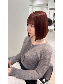 ユーフォリア 渋谷グランデ(Euphoria SHIBUYA GRANDE) まとまるボブ　タッセルボブ　切りっぱなし　オレンジカラー