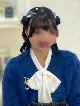 ひつじヘア/ヘアセット/渋谷/編み込みハーフツインテール/顔周り