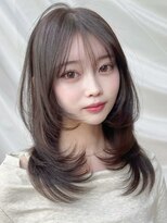 バイオレット 表参道店(Violet) ミディアムレイヤーシャギーカットダークブラウン顔周りカット