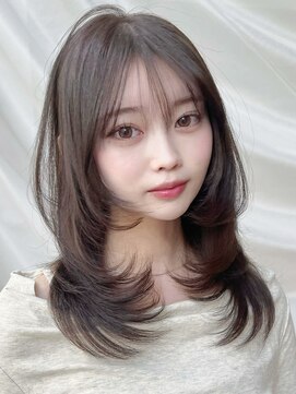 バイオレット 表参道店(Violet) ミディアムレイヤーシャギーカットダークブラウン顔周りカット