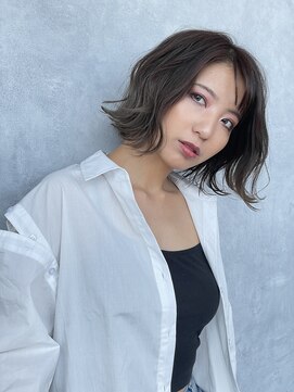 ロゼッタ 大崎古川店(Rosetta) モテ髪 アッシュグレー セミディ ゆる巻き 愛され外ハネ 波巻き