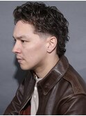 海外風マレットヘアテーパーフェード