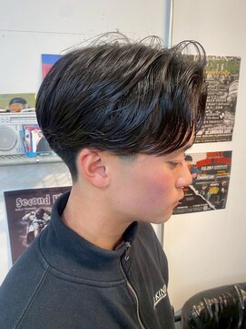 グッドプレイスアンドシング(Good Place&thing) メンズカットセンターパートニュアンスパーママッシュ