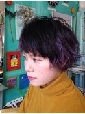ネイビーラベンダーショートボブ