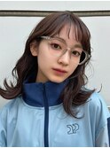 ベージュインナーカラーショートボブレイヤーミディアム前髪