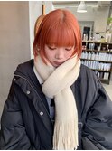 オレンジブラウンオレンジカラーボブミニボブ前下がりボブ