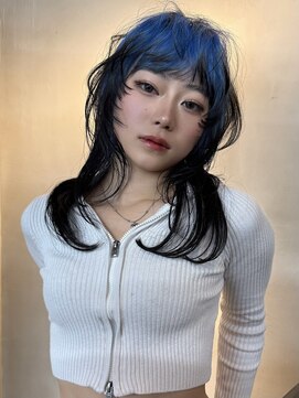 原宿/ウルフカット レイヤー デザインカラー ルーツカラー   