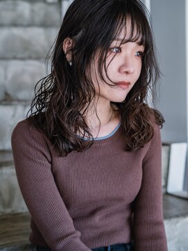 ヘアークラフト(Hair Craft) 大人可愛いルーズパーマ×ミディアムレイヤー【岡山】暗髪