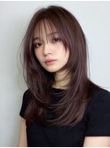 インナーピンクベージュ　ボブ　髪質改善