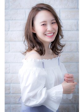 エルデ ナインズ ヘアー スタンド 川口店(elde 9's HAIR STAND) ヴェールウェーブブルージュカラーかきあげバングローレイヤー