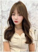 韓国風前髪/シルキーベージュ/グレージュカラー/斜めバング
