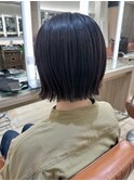 ボブルフ_ネビージュ_小顔_ワンレン_黒髪_白髪ぼかし_前髪　C
