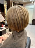 30代40代♪大人かわいい小顔ショートボブ☆ミルクティーベージュ