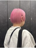 ブリーチ2～3回必須 コットンピンクカラー ミニボブ