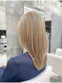 表参道酸性ストレートパーマ艶髪ミディアム髪質改善ベージュ40代