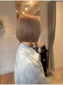 ショートボブ丸みボブ茶色小顔美髪髪質改善サラサラケアプラン