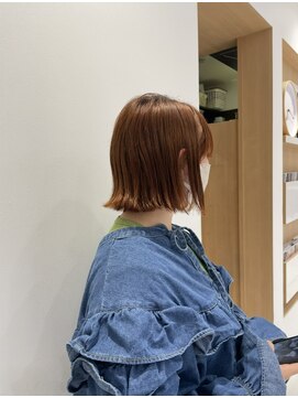 ルプル バイ フェイス 磯子(L'pul by face) 切りっぱなしボブカット×オレンジブラウン
