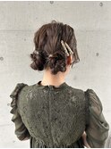 ツインお団子ドレスヘア 結婚式 お呼ばれ 二次会成人式卒業式