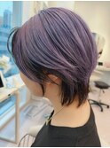Goofy銀座/逆インナーカラー/バイオレット/前髪無しウルフ