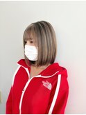 ワンレンボブ-大人ボブ-ハイライトカラー