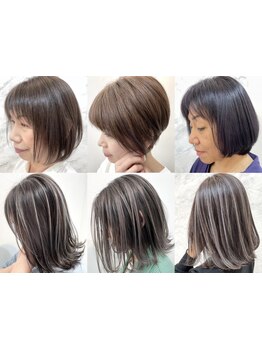 明るい白髪染め、おしゃれ白髪ぼかし、脱白髪染め、カラーが得意なメロウだからできる技術は大人女性必見！