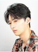 メンズショートフェザーパーマセンターパートニュアンスパーマ