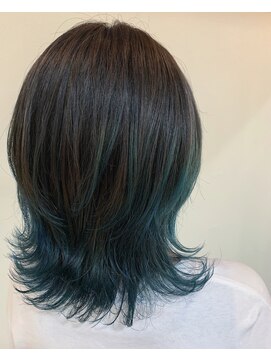 ブランシェ 西松山店 ターコイズグリーンウルフヘア