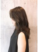 アッシュグレージュ　韓国人風ロングレイヤー