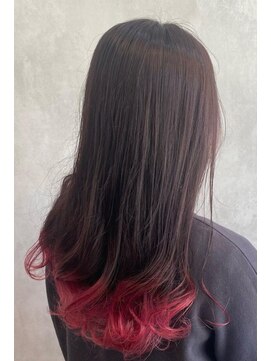 ヘアー クレイジュ(HAIR CRAYGE) ストレートかーる　裾カラーレッド