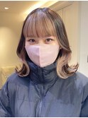 3230プラチナブロンドバイカラーオン眉ビビッドカラーこなれヘア