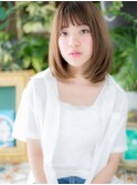 ワンレン3Dカラーシルキーベージュ小顔ロブc5戸頭20代30代40代