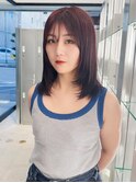 チェリーレッド顔まわりレイヤースタイル7-3